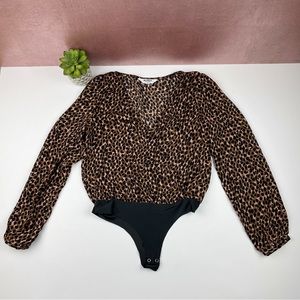 BB Dakota Steve Madden Black Brown Leopard Animal Print Body Suit Women Small